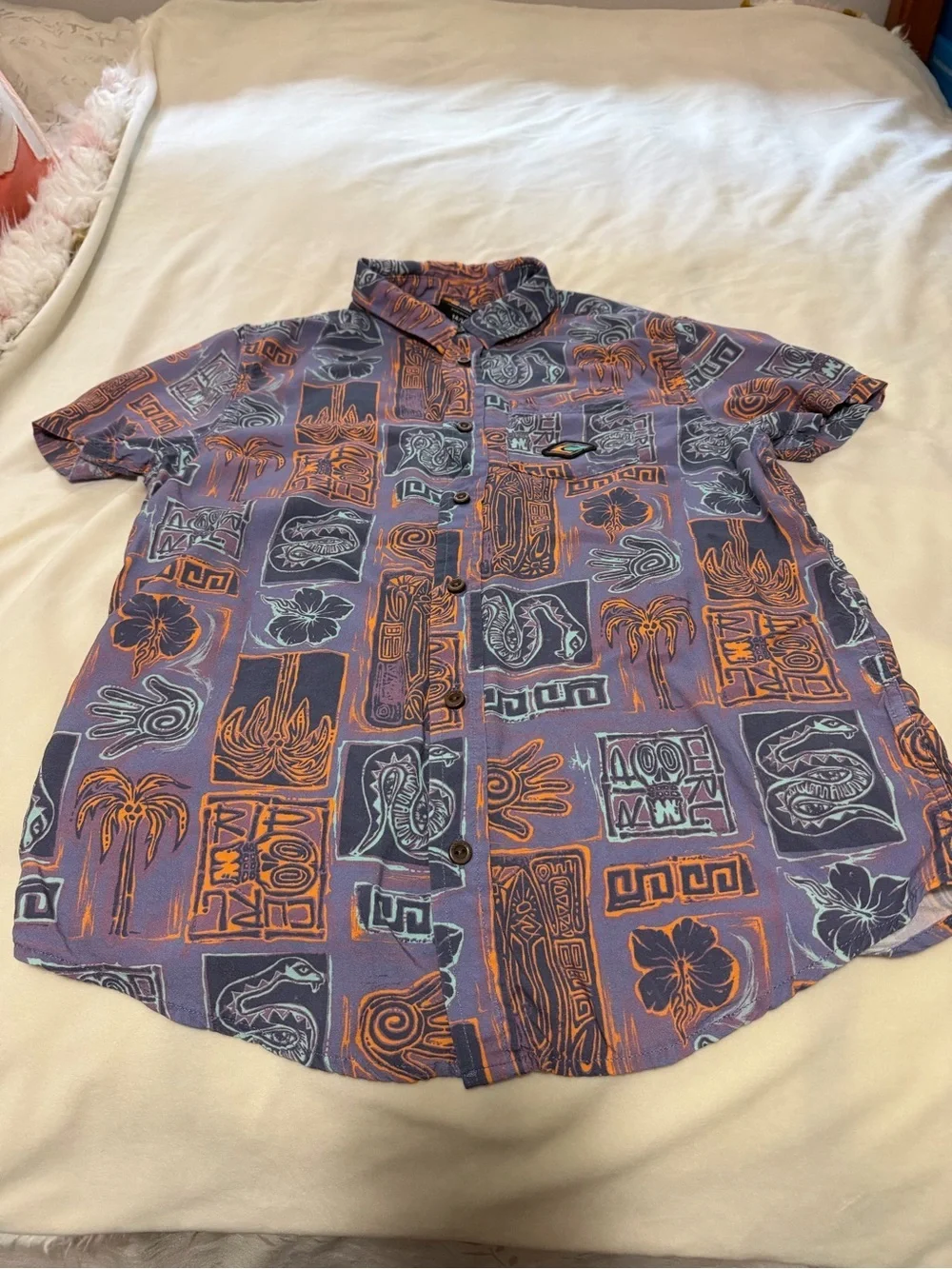 Rip Curl Tropical Hawaiian Short-Sleeve Button-Up Shirt Boys 14